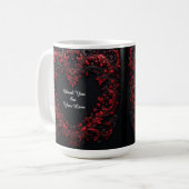 赤い花のハートデザイン - 花開くフラワー コーヒーマグカップ (正面左)
