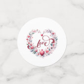 赤い花のハート ブライダルシャワー コンフェッティ (スモール正面)