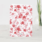 赤い花のハート ラブ リボン カード (裏面)