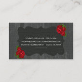 赤い花のバラの木製のゴシック様式名刺 名刺 (裏面)