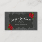 赤い花のバラの木製のゴシック様式名刺 名刺 (正面)