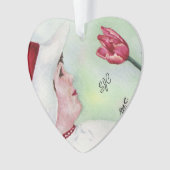 赤い花のバレンタインオーナメントの甘い女の子 オーナメント (正面)