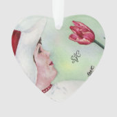赤い花のバレンタインオーナメントの甘い女の子 オーナメント (正面)