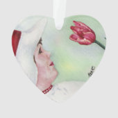 赤い花のバレンタインオーナメントの甘い女の子 オーナメント (裏面)