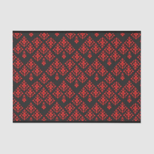 赤い花のパターン(の模様が)あるなティッシュペーパー 薄葉紙 (正面)