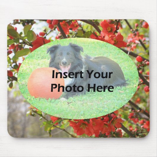 赤い花のフローラフォトフレーム マウスパッド (正面)