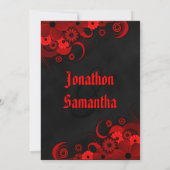 赤い花のブラックボード ゴシックウェディング招待状 招待状 (裏面)