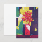 赤い花のブーケの絵 - 赤い花瓶 - モダン 招待状 (正面/裏面)