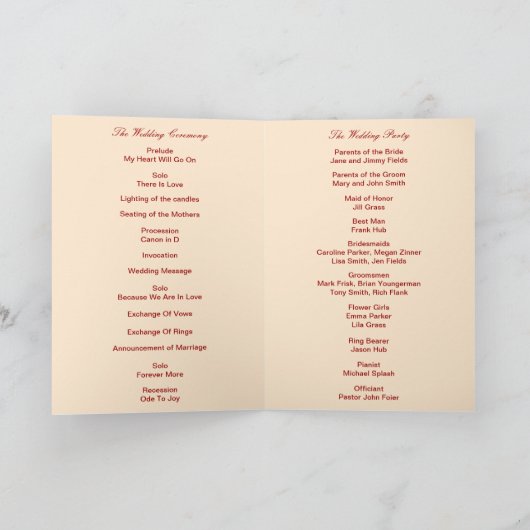 赤い花のマスンジャー プログラム カード (内部)