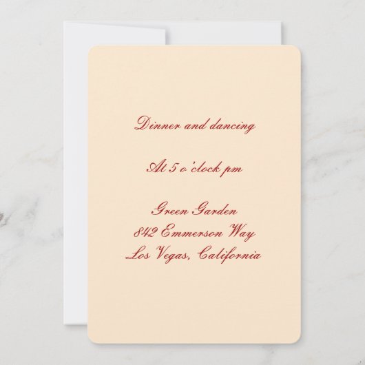 赤い花のメイソンジャー 受付カード 招待状 (裏面)