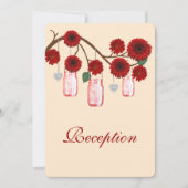 赤い花のメイソンジャー 受付カード 招待状 (正面)