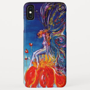 赤い花のモノグラムに座っている夜の妖精 iPhone XS MAXケース