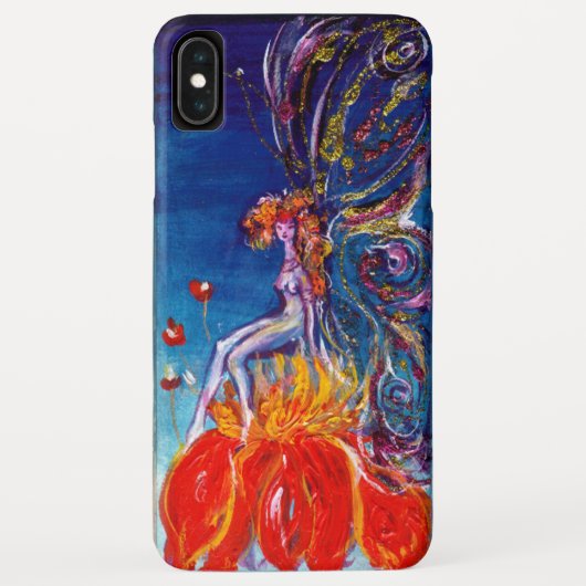 赤い花のモノグラムに座っている夜の妖精 Case-Mate iPhoneケース (裏面)