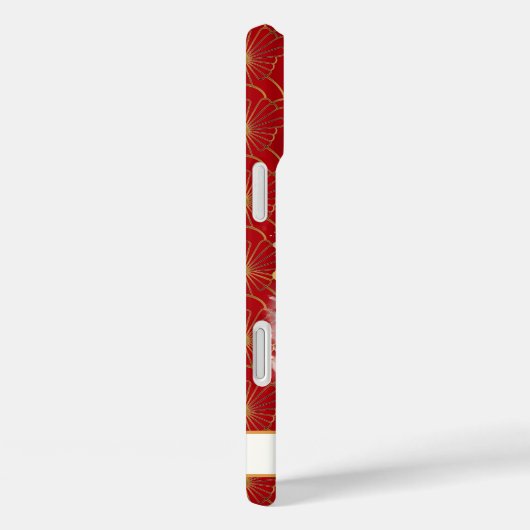 赤い花のラッキーキャット モノグラム Case-Mate iPhoneケース (裏面 / 右)