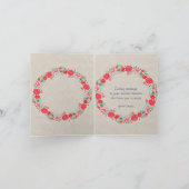 赤い花のリースに満ちた母の日 カード (内部)