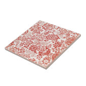 赤い花のヴィンテージの織物パターン タイル (側面)