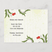 赤い花のヴィンテージ日付はがきを保存 案内ポストカード (裏面)