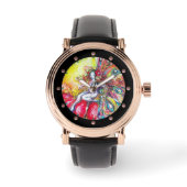 赤い花の上に座っているチタニア 腕時計 (正面)