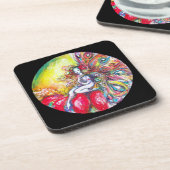 赤い花の上のチタニア コースター (左側)