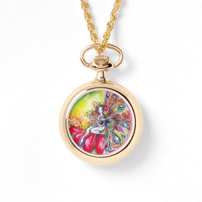 赤い花の上の妖精のティターニア 腕時計 (正面)