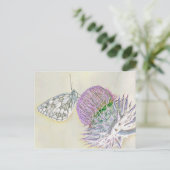 赤い花の上の蝶 ポストカード (スタンド正面)