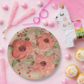 赤い花の任意の大事な行事デザイナー紙プレート ペーパープレート (パーティー)