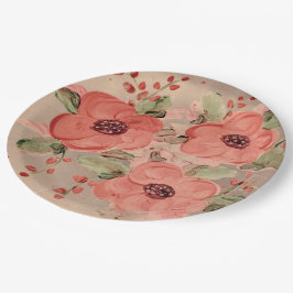 赤い花の任意の大事な行事デザイナー紙プレート ペーパープレート