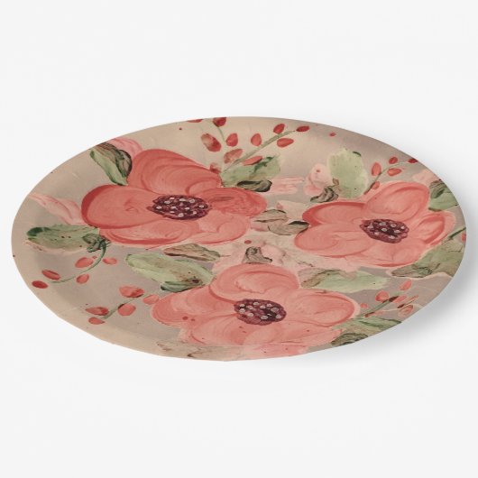 赤い花の任意の大事な行事デザイナー紙プレート ペーパープレート (アングル)