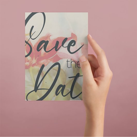 赤い花の保存日付テンプレート セーブザデート