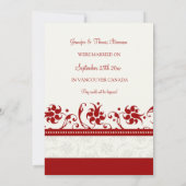 赤い花の写真の駆け落ちの発表カード 案内状 (裏面)