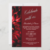 赤い花の写真 ウェディング レセプション 招待状 (正面)