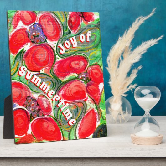 赤い花の喜び夏期ファンタジー フォトプラーク (側面)