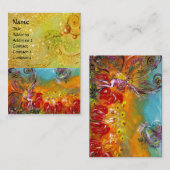 赤い花の妖精の金ゴールド黄色の輝き 名刺 (正面/裏面)