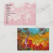 赤い花の妖精ピンクのフローラファンタジー 名刺 (正面/裏面)