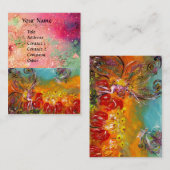 赤い花の妖精ピンク緑のフローラきらめき 名刺 (正面/裏面)