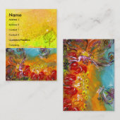 赤い花の妖精ファンタジー黄色 名刺 (正面/裏面)