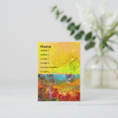 赤い花の妖精ファンタジー黄色 名刺 (スタンド正面)