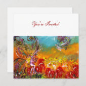 赤い花の妖精フローラファンタジー夏パーティー 招待状 (正面/裏面)