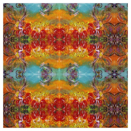 赤い花の妖精フローラファンタジー ファブリック (見本)