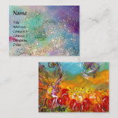 赤い花の妖精ブルーグリーンフローラ輝く 名刺 (正面/裏面)