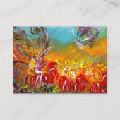 赤い花の妖精魔法蝶の植物黄色 名刺 (裏面)