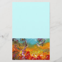 赤い花の妖精，青 便箋