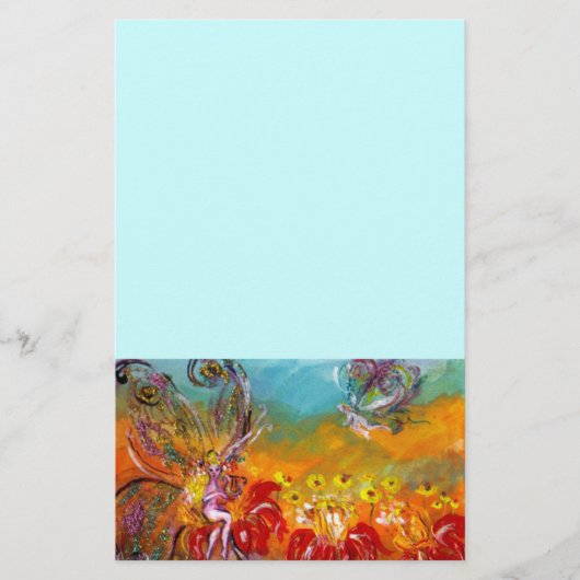 赤い花の妖精，青 便箋 (正面)