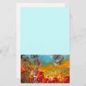 赤い花の妖精，青 便箋 (正面/裏面)