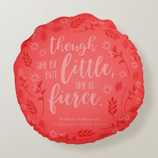 赤い花の小さくしかし激しいウィリアム・シェイクスピア ラウンドクッション (裏面)