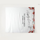 赤い花の幸せな永遠のフォトバックドロップ タペストリー (正面(横))