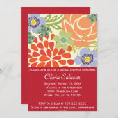 赤い花の庭のブライダルシャワーの招待状 招待状 (正面/裏面)