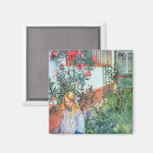 赤い花の庭の少女 マグネット (正面/裏面)