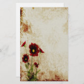 赤い花の文房具 便箋 (正面/裏面)