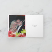 赤い花の春の結婚式 サンクス フォト サンキューカード (内部)